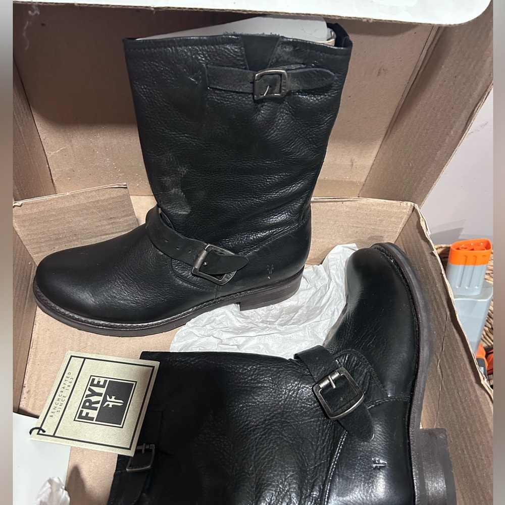 Frye black leather boots NWT